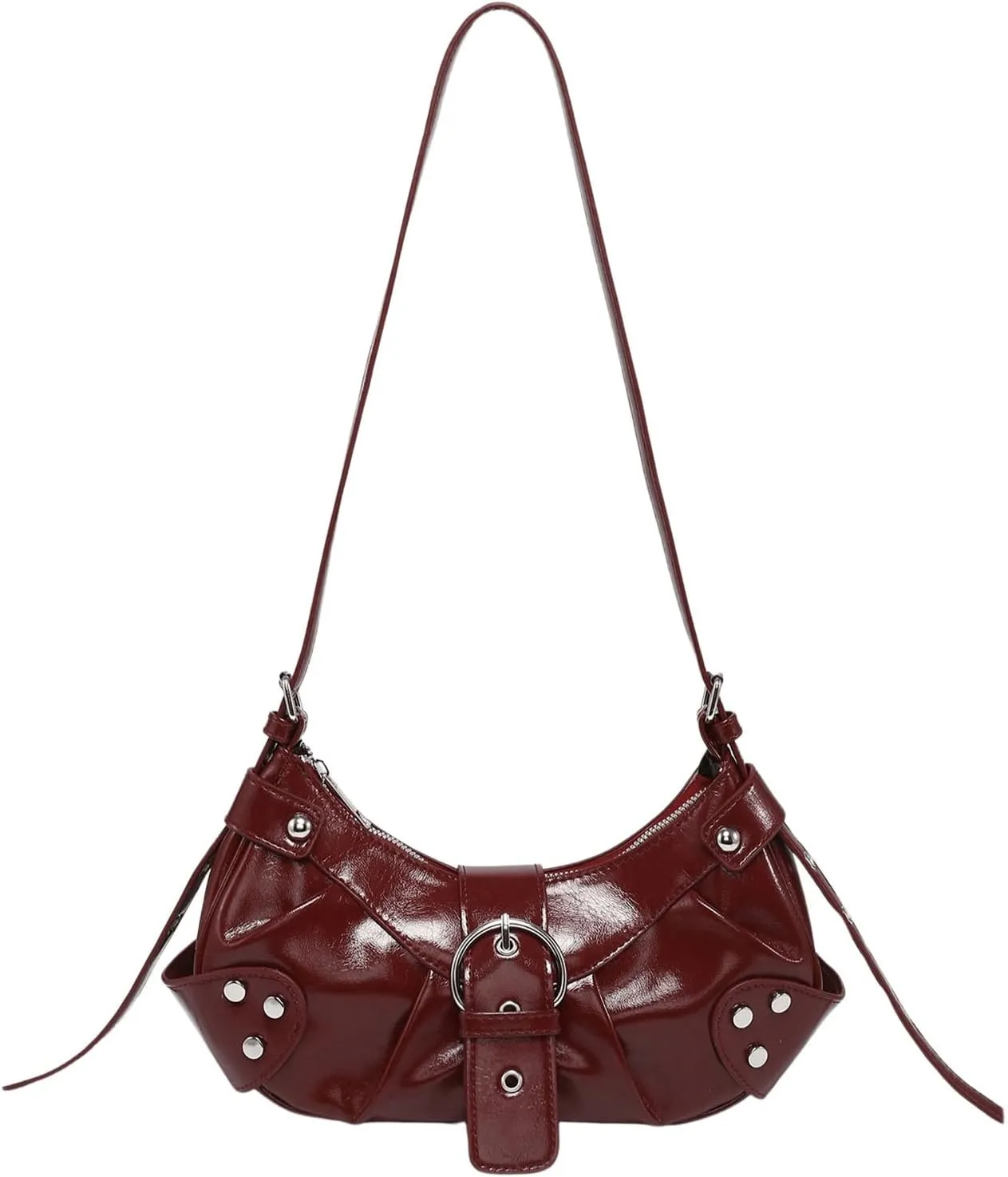 Pleated Hobo Shoulder Bag for Women Metallic Genuine Leather Clutch Purse Mini Handbag for Party or Evening Occasions