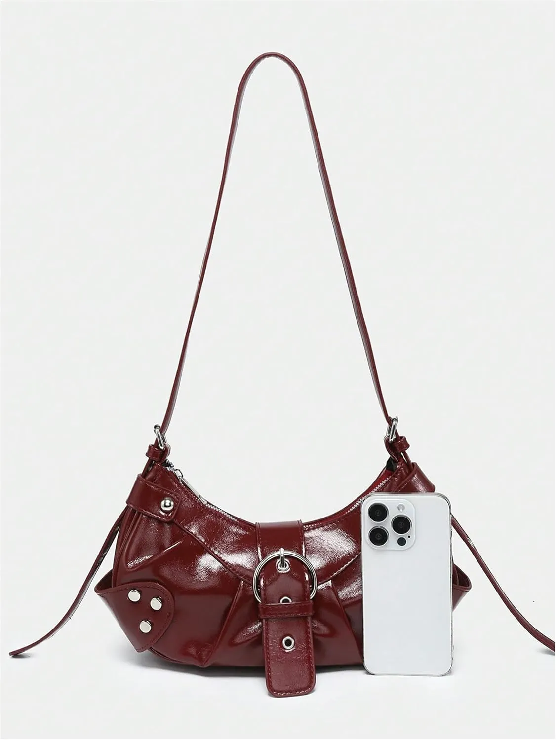 Pleated Hobo Shoulder Bag for Women Metallic Genuine Leather Clutch Purse Mini Handbag for Party or Evening Occasions