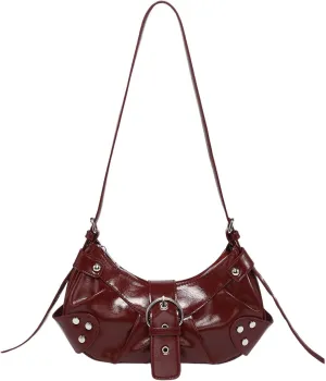 Pleated Hobo Shoulder Bag for Women Metallic Genuine Leather Clutch Purse Mini Handbag for Party or Evening Occasions