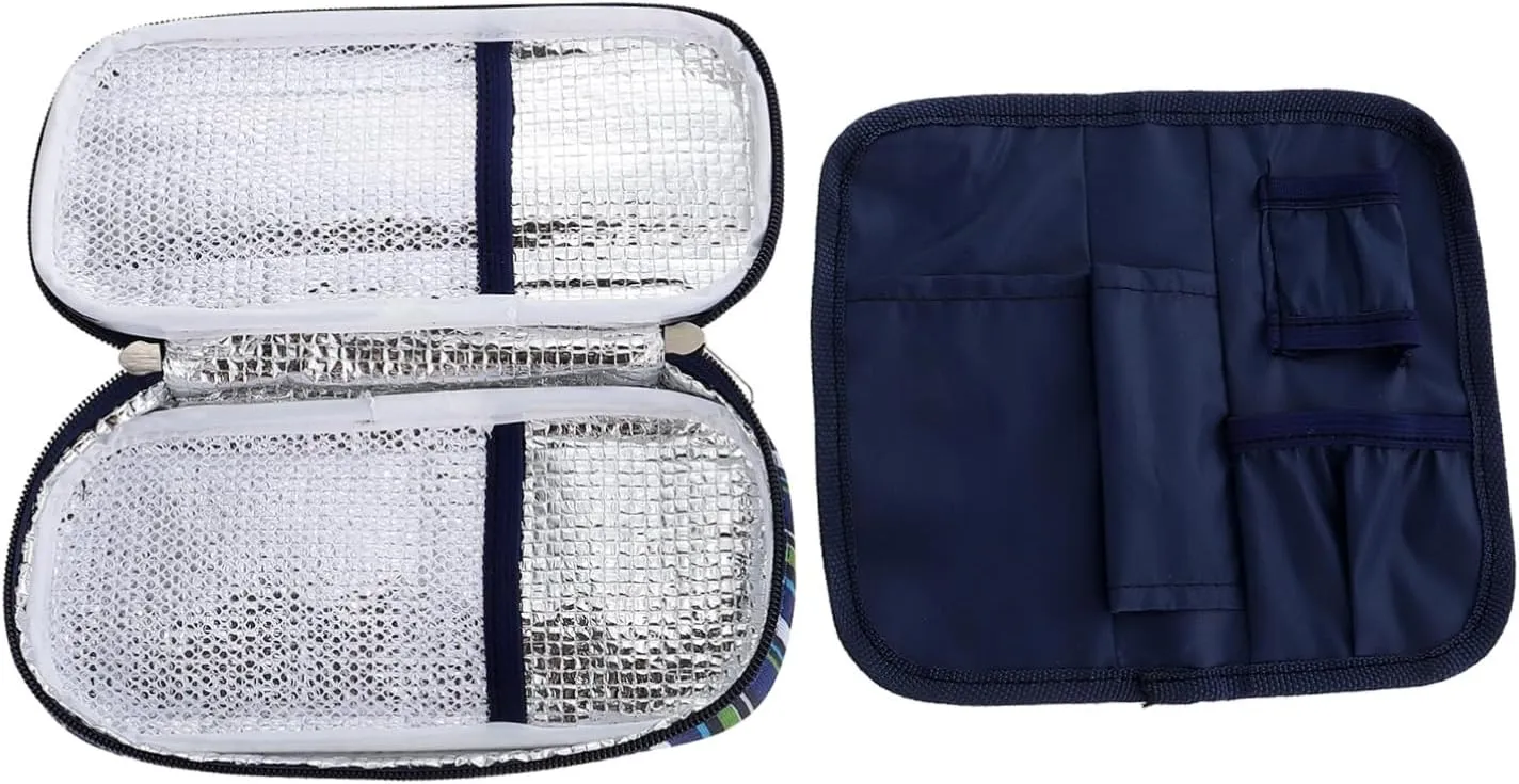 Portable Cooler Bag Insulated Travel Pouch with Zipper Compact Design for Medicine Storage for Travel and Business Trips