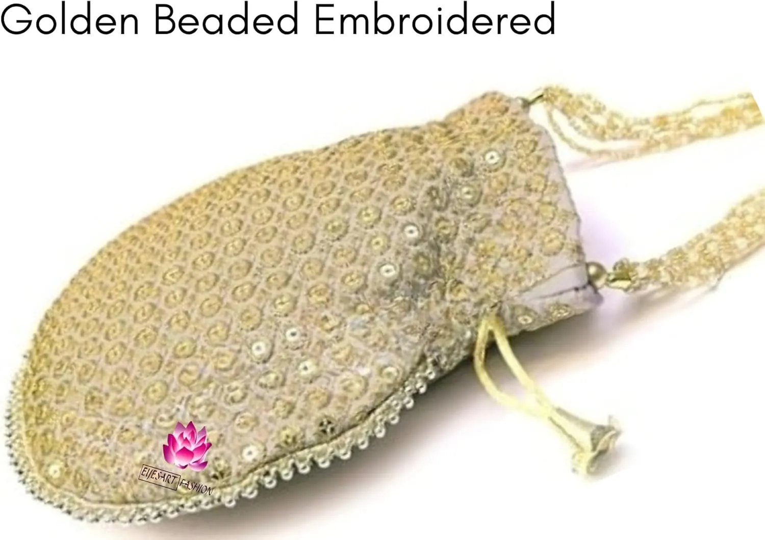 Potli Bag For Women Ethnic Designer Embroidery Work Batwa Pearls Handle With Intricate Bridal Drawstring Stylish Bridal Women