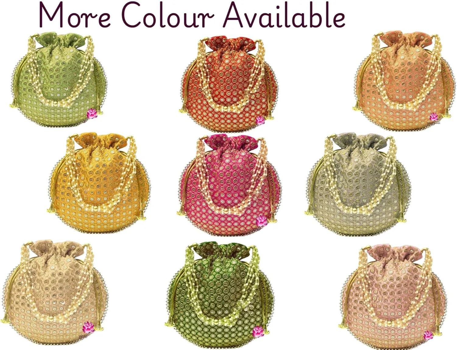 Potli Bag For Women Ethnic Designer Embroidery Work Batwa Pearls Handle With Intricate Bridal Drawstring Stylish Bridal Women