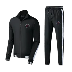 Prl Branded Logo Two Piece Polythene Designed Zip Up Tracksuit - Black