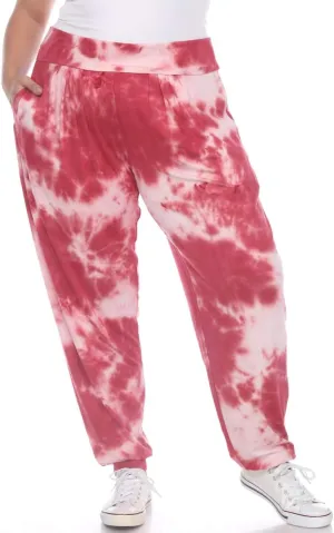 PS560TD-Red-3X Plus Size Tie Dye Harem Pants Red - 3X