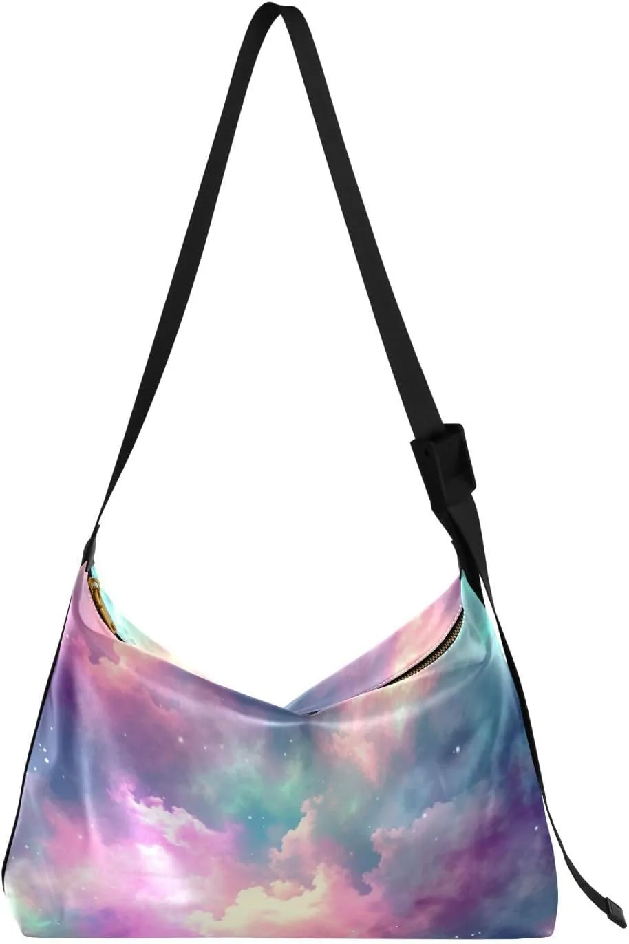 Purple Starry Sky Crossbody Bag for Women Men with Adjustable Strap PU Leather Shoulder Hobo Purse Bag 20848853