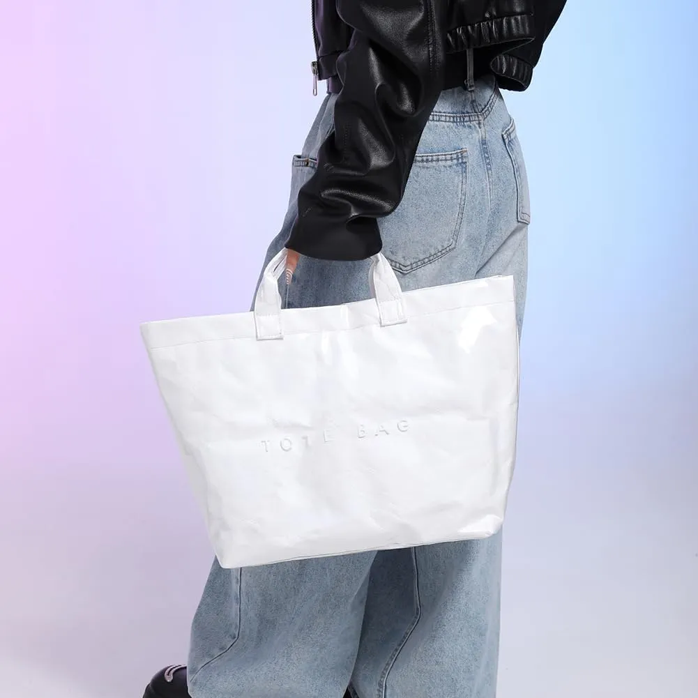 PVC Large Tote Bag for Women Letters Print Top Handle Fashion Designer Hobo Handbag Bucket bags Ladies Work Travel