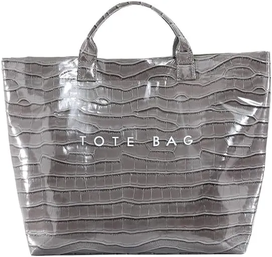 PVC Tote Bag for Women,Snake Skin Print Purse Large Work Tote Bag Clear Plastic Kraft Paper Hobo Bag with Top-Handle