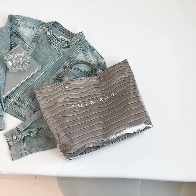 PVC Tote Bag for Women,Snake Skin Print Purse Large Work Tote Bag Clear Plastic Kraft Paper Hobo Bag with Top-Handle