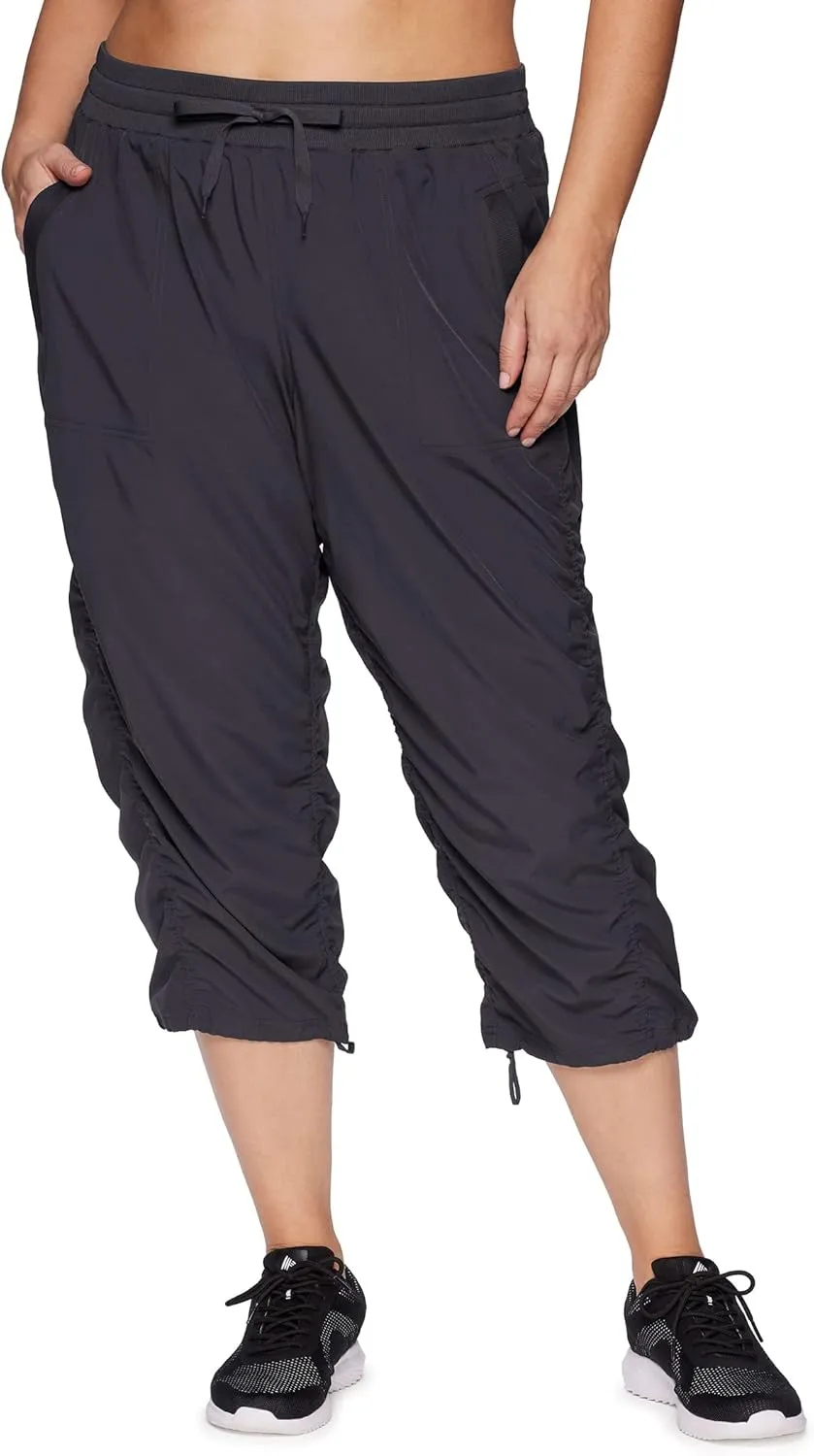 RBX Women's Plus Size Woven Lightweight Drawstring Capri Pant