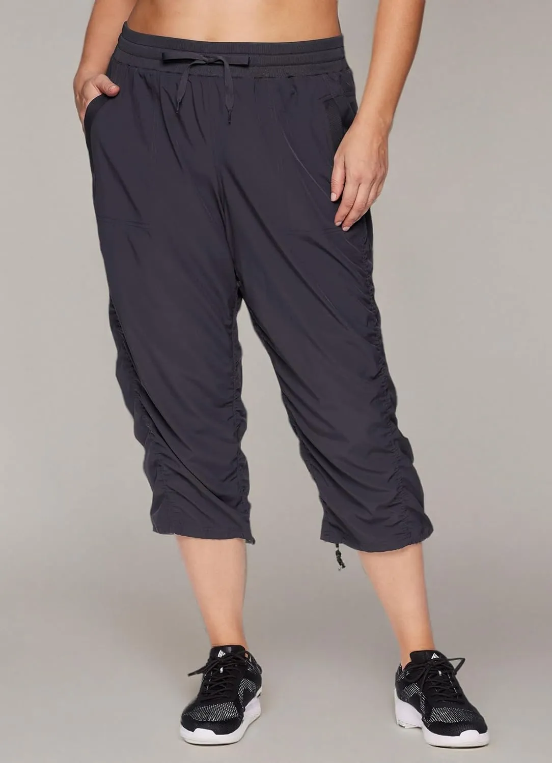 RBX Women's Plus Size Woven Lightweight Drawstring Capri Pant