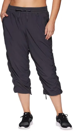 RBX Women's Plus Size Woven Lightweight Drawstring Capri Pant