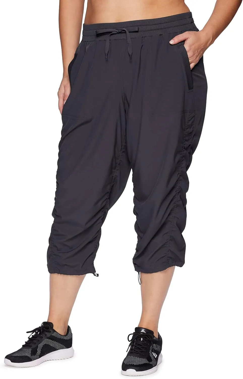 RBX Women's Plus Size Woven Lightweight Drawstring Capri Pant