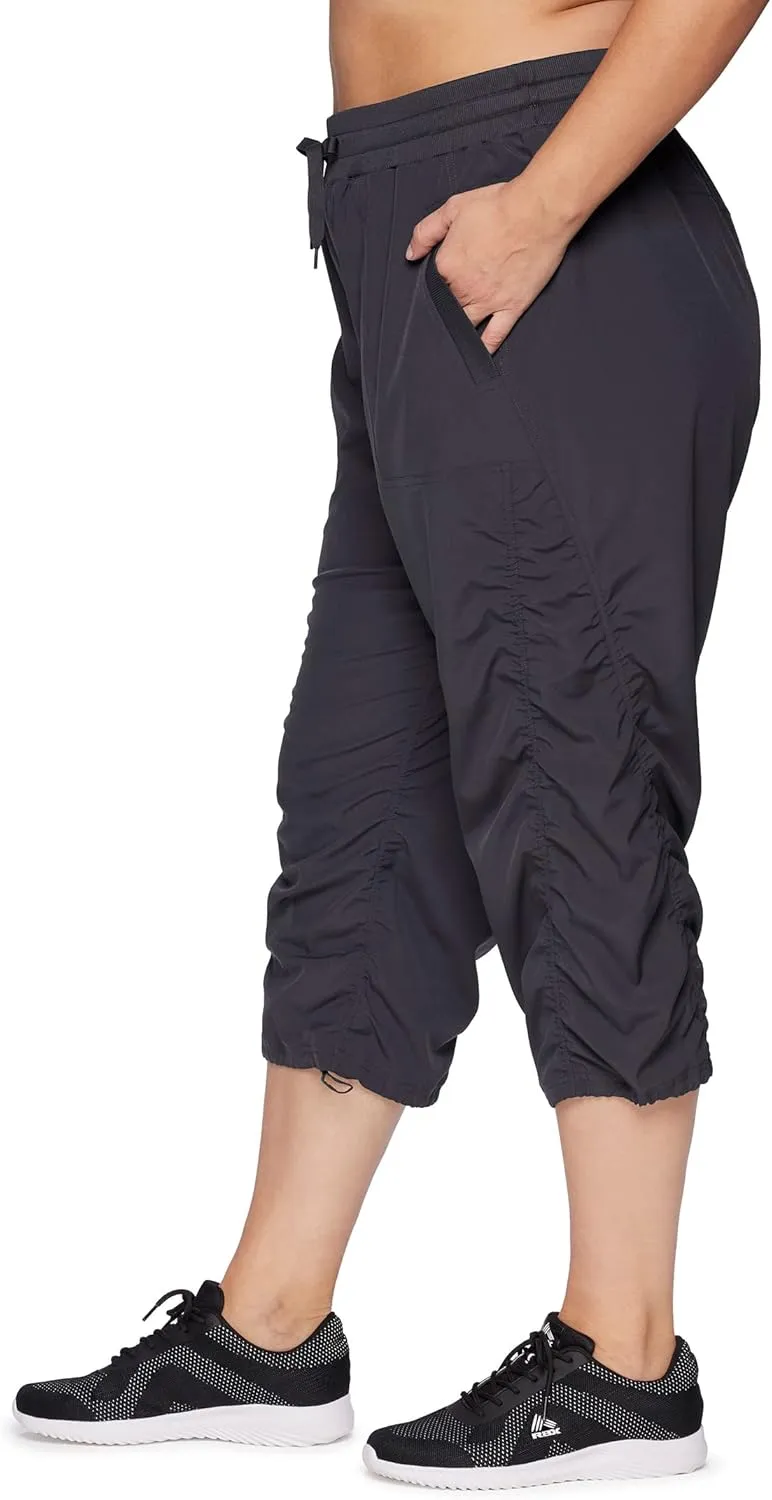 RBX Women's Plus Size Woven Lightweight Drawstring Capri Pant