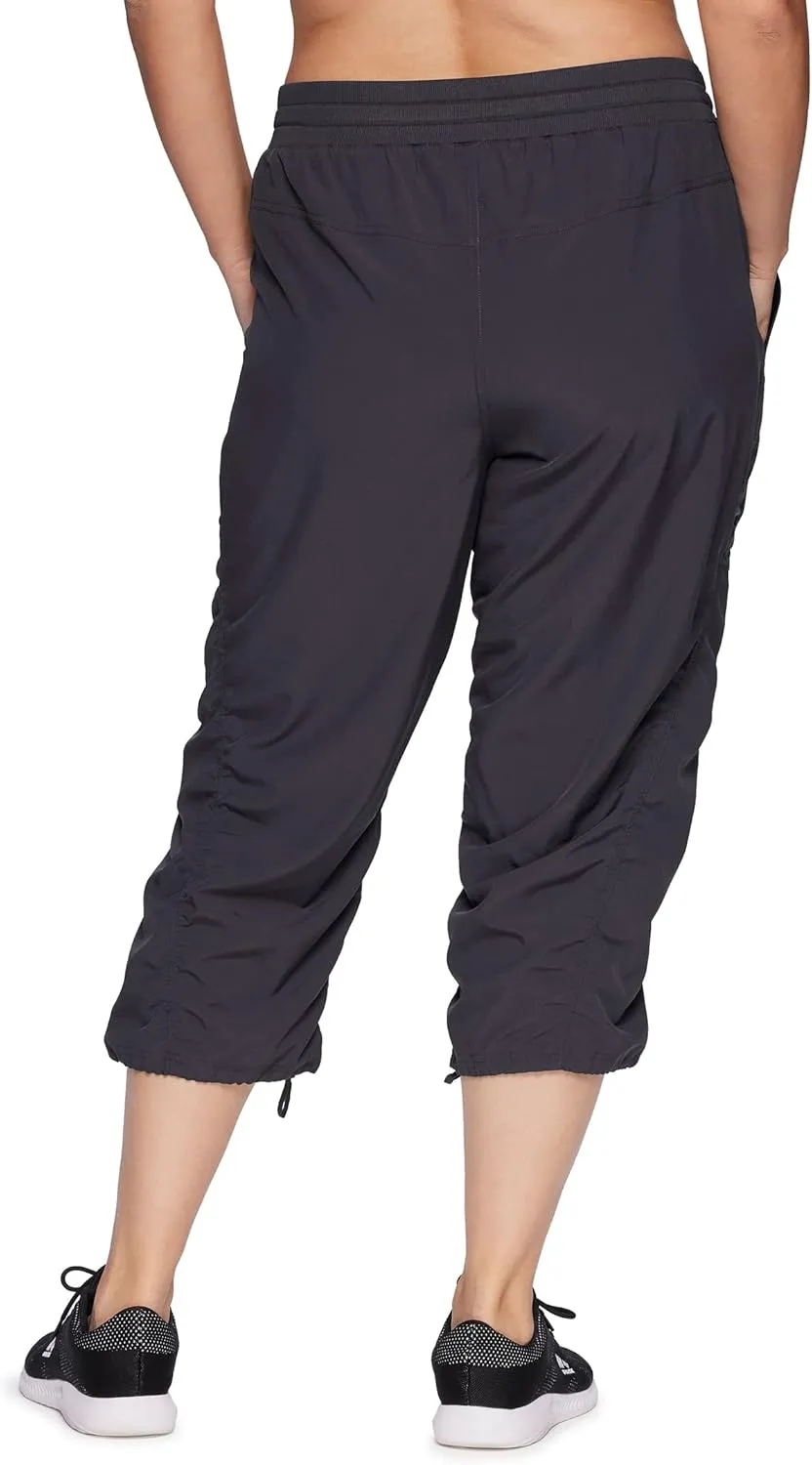 RBX Women's Plus Size Woven Lightweight Drawstring Capri Pant