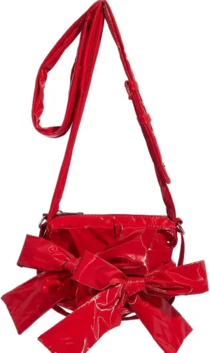 Red Handbag Purse for Women - Crinkle Bow Tie Bag Stylish Shoulder Purse Evening Clutch Wedding Club Crossbody Bag