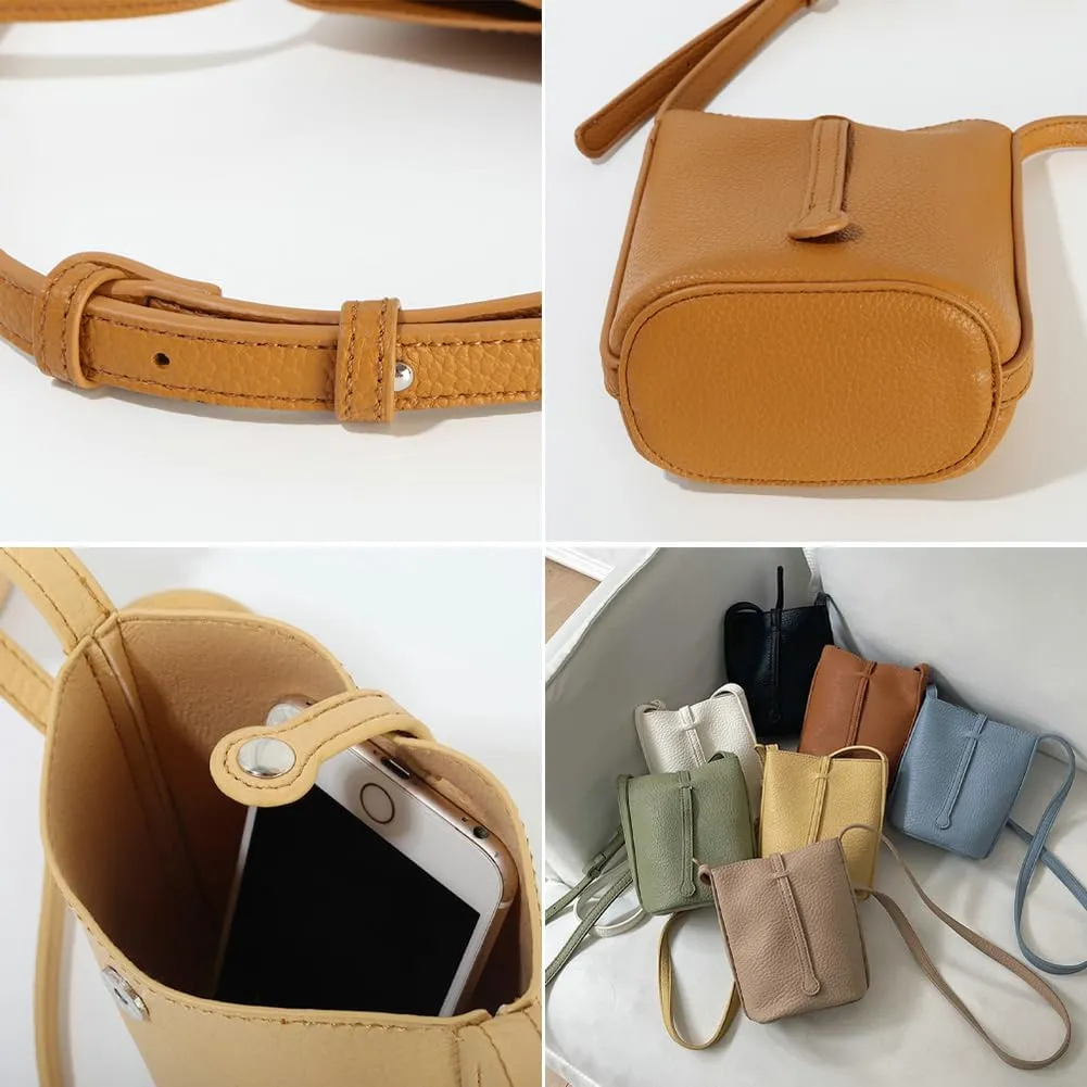 Rungion Womens Vegan Leather Phone Purse Casual Compact Crossbody Handbag Mini Shoulder Bag Adjustable Pouch for Daily Use