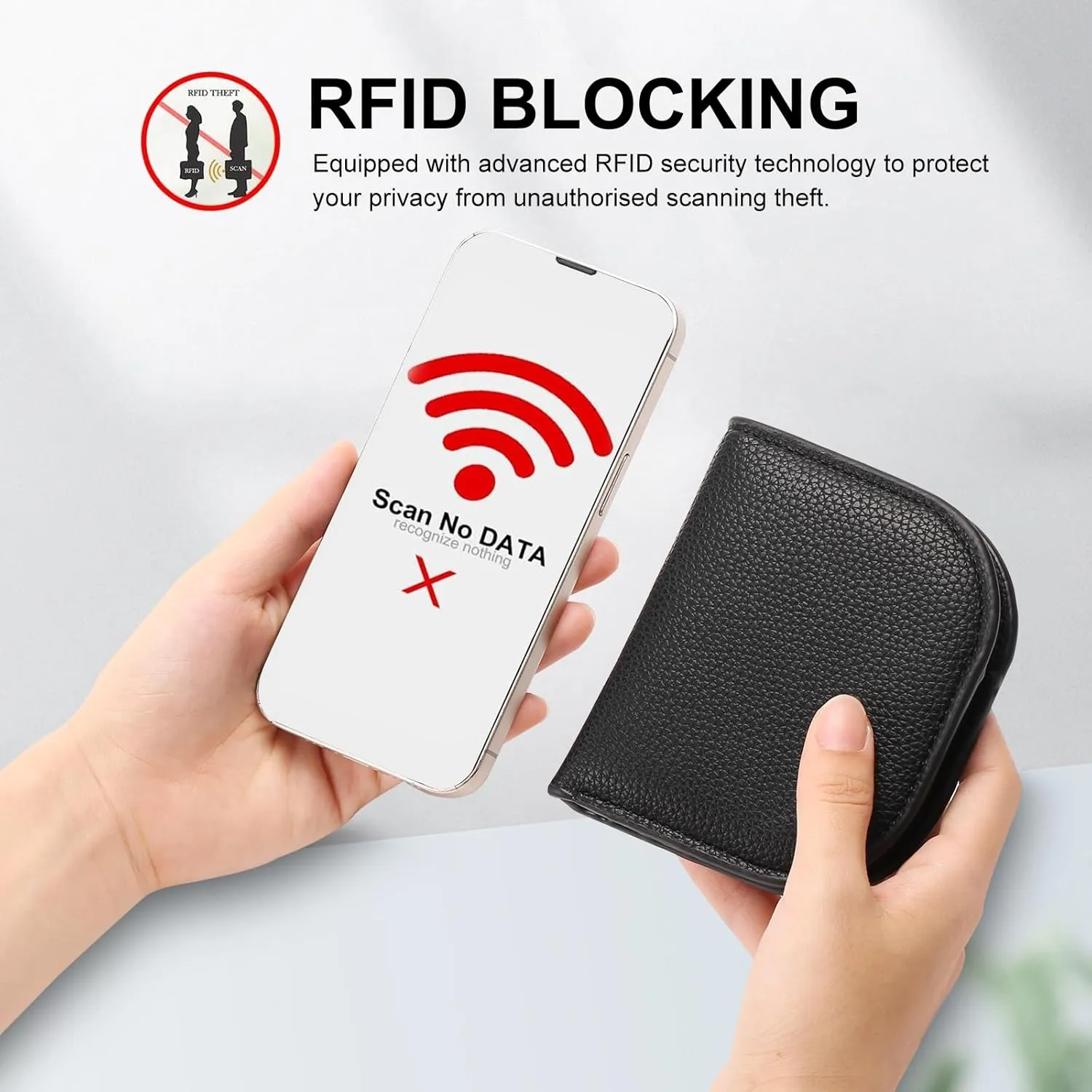 SENDEFN Small Wallet for Women RFID Blocking Card Holder Slim Bifold Compact Wallets With Zipper Coin Pocket Black