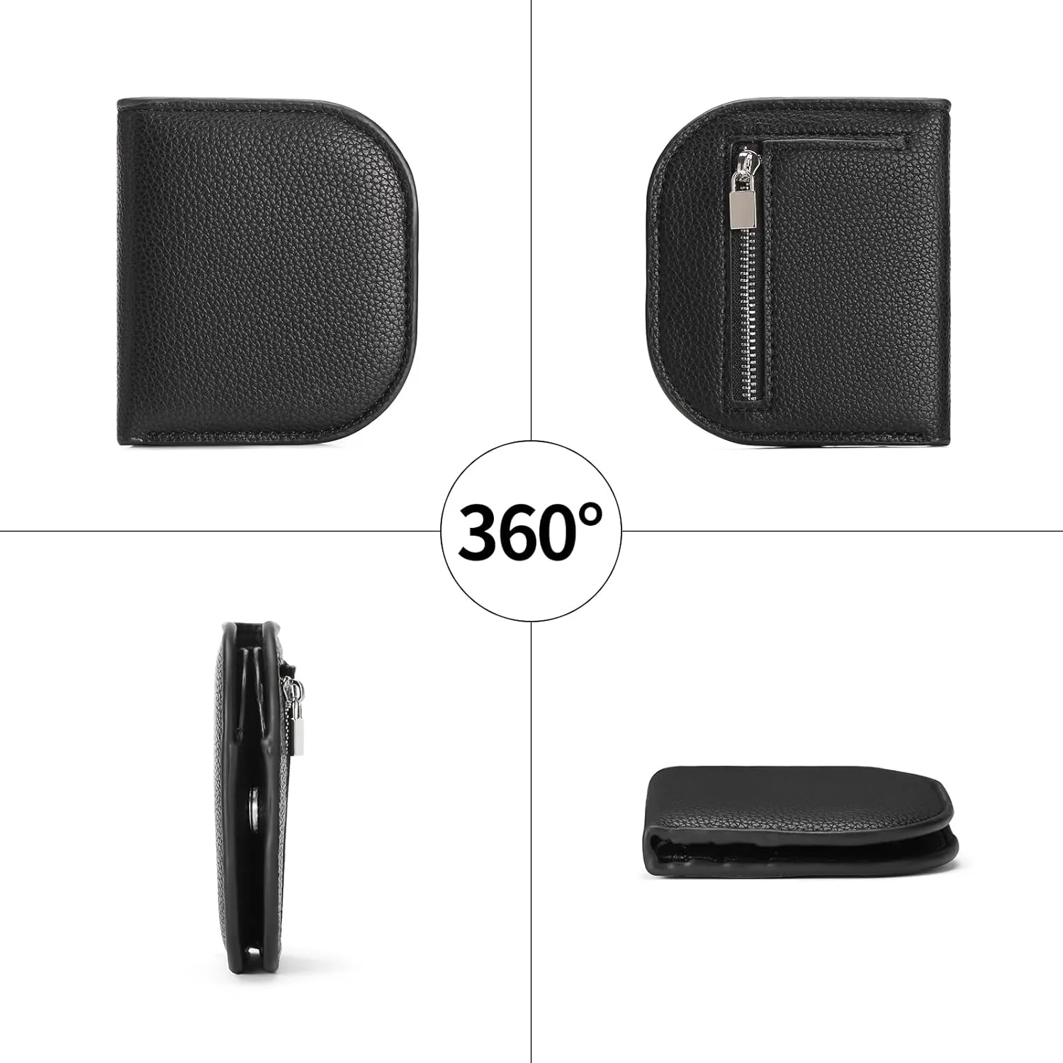 SENDEFN Small Wallet for Women RFID Blocking Card Holder Slim Bifold Compact Wallets With Zipper Coin Pocket Black