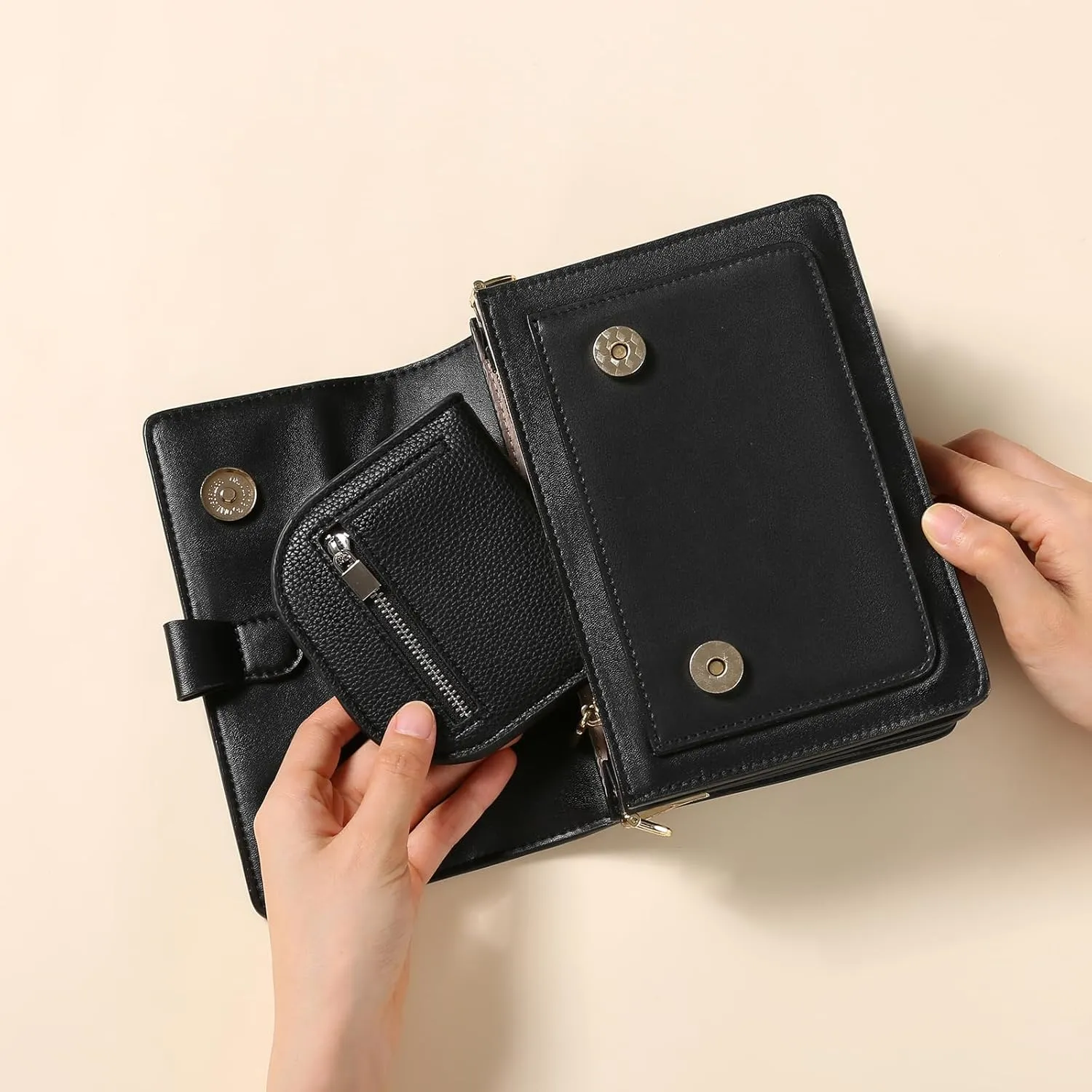 SENDEFN Small Wallet for Women RFID Blocking Card Holder Slim Bifold Compact Wallets With Zipper Coin Pocket Black