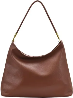Shoulder Bag Large Capacity Winter Shoulder Bag for Women Soft PU Leather Tote Stylish Leisure Big Bag(Brown)