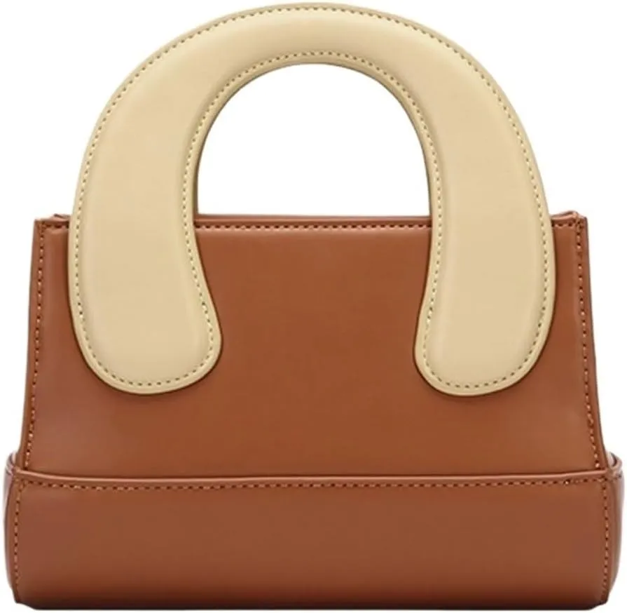 Shoulder Bag Stylish One-Shoulder Small Square Leather Messenger Bag for Women Cute Handheld Cowhide Purse(Brown)