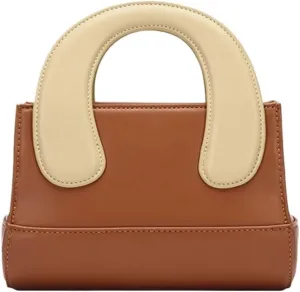 Shoulder Bag Stylish One-Shoulder Small Square Leather Messenger Bag for Women Cute Handheld Cowhide Purse(Brown)