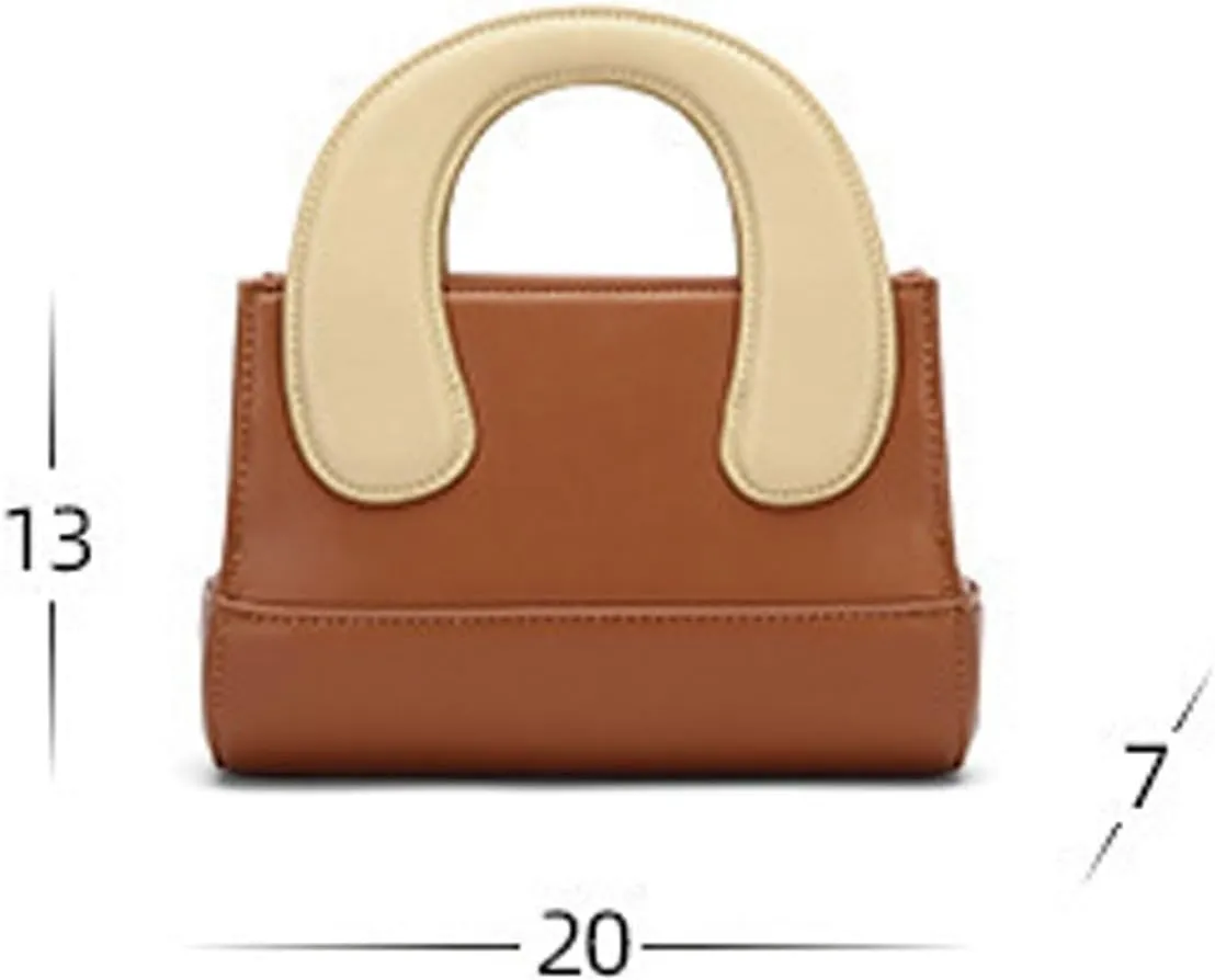 Shoulder Bag Stylish One-Shoulder Small Square Leather Messenger Bag for Women Cute Handheld Cowhide Purse(Brown)