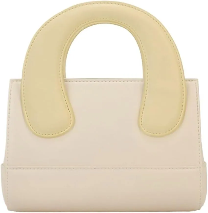 Shoulder Bag Stylish One-Shoulder Small Square Leather Messenger Bag for Women Cute Handheld Cowhide Purse(White)