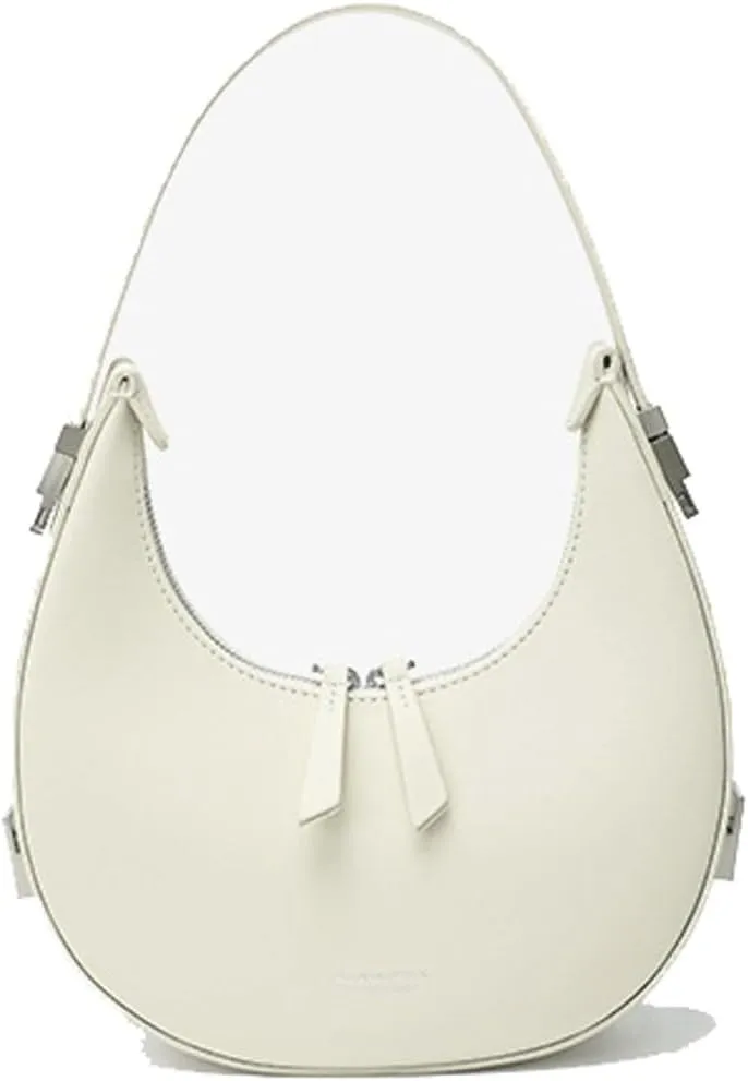 Shoulder Bag Women's Crescent Moon Bag - Stylish Semi-Circular Shoulder Handbag for Everyday Use(White)