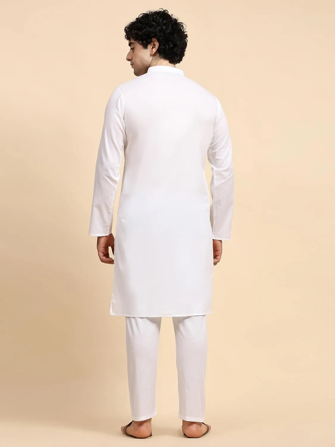 SKAVIJ Men's Pure Cotton Solid Kurta Pajama Set Mandarin Collar Daily Wear Casual Yoga Dress