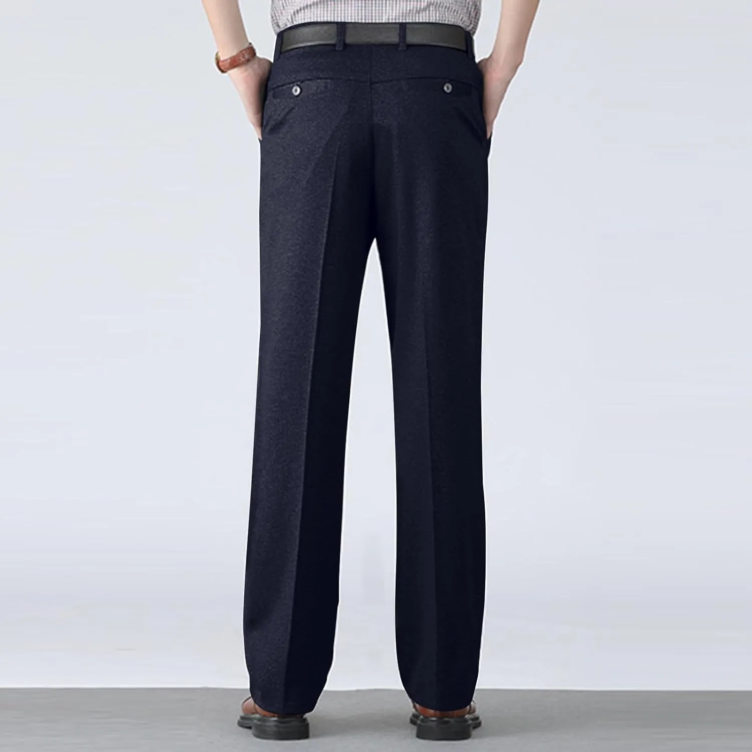 Slim Fit Dress Pants for Men Business Casual Straight Leg Work Pants with Pockets Flat Front Classic Office Pants