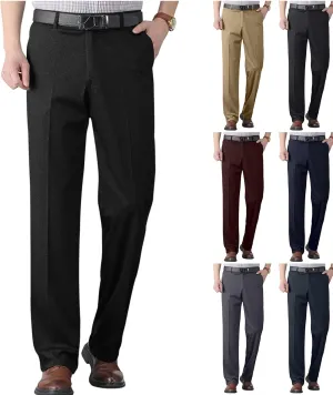 Slim Fit Dress Pants for Men Business Casual Straight Leg Work Pants with Pockets Flat Front Classic Office Pants