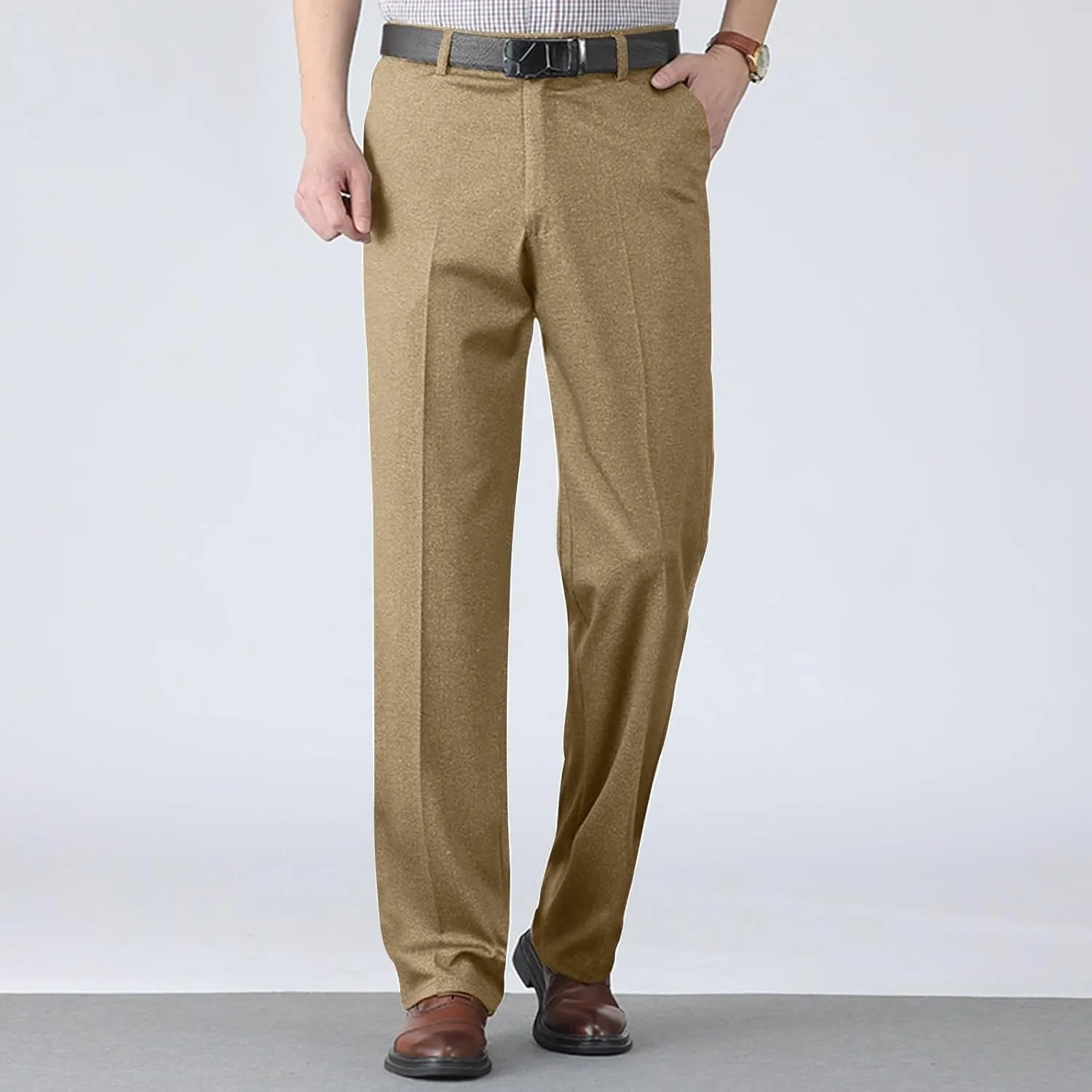 Slim Fit Dress Pants for Men Business Casual Straight Leg Work Pants with Pockets Flat Front Classic Office Pants
