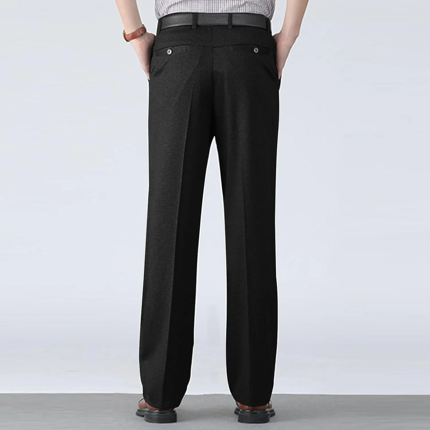 Slim Fit Dress Pants for Men Business Casual Straight Leg Work Pants with Pockets Flat Front Classic Office Pants