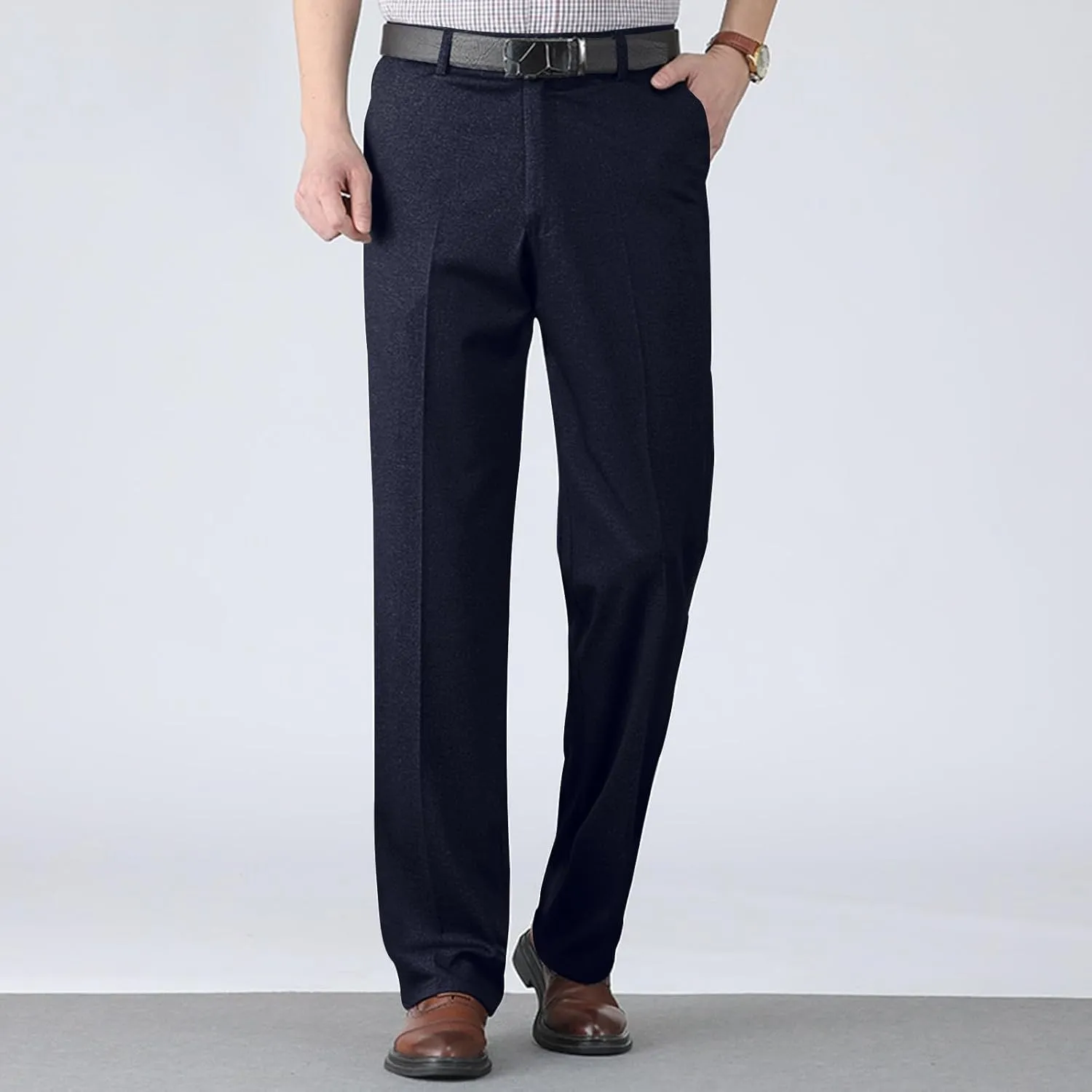 Slim Fit Dress Pants for Men Business Casual Straight Leg Work Pants with Pockets Flat Front Classic Office Pants