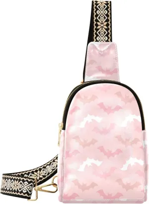 Sling Bag Leather Crossbody Bags Cute Lovely Bats Waist Packs Fanny Pack Chest Bag Travel Purse for Women Traveling Daily Shopping