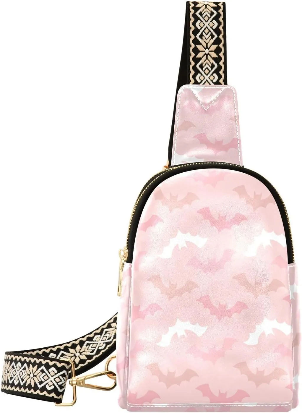 Sling Bag Leather Crossbody Bags Cute Lovely Bats Waist Packs Fanny Pack Chest Bag Travel Purse for Women Traveling Daily Shopping