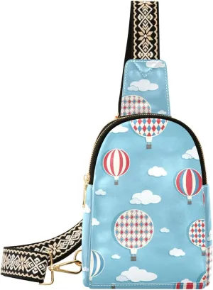 Sling Bag Leather Crossbody Bags Hot Air Balloons Waist Packs Fanny Pack Chest Bag Travel Purse for Women Traveling Daily Shopping