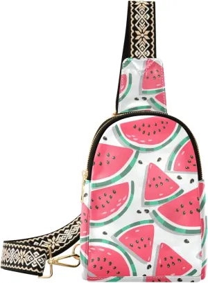 Sling Bag Leather Crossbody Bags Juicy Watermelons Waist Packs Fanny Pack Chest Bag Travel Purse for Women Traveling Daily Shopping