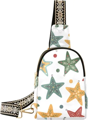 Sling Bag Leather Crossbody Bags Star Shaped on A White Background Waist Packs Fanny Pack Chest Bag Travel Purse for Women Traveling Daily Shopping