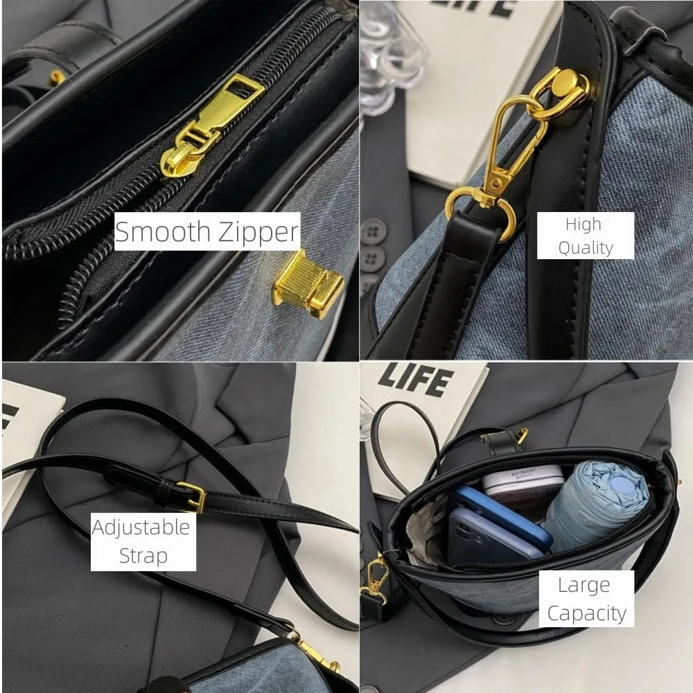 Small Bucket Bag for Women Cute Shoulder Bag Classic Crossbody Bag Stylish Handbag with Zipper Closure and Adjustable Strap