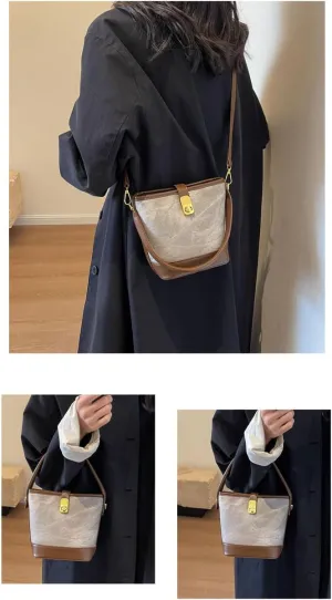 Small Bucket Bag for Women Cute Shoulder Bag Classic Crossbody Bag Stylish Handbag with Zipper Closure and Adjustable Strap