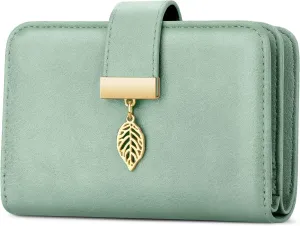 Small RFID Blocking Wallet for Women Leather Compact Bifold Wallet 18 Card Slots Ladies Wallets with Coin Pocket