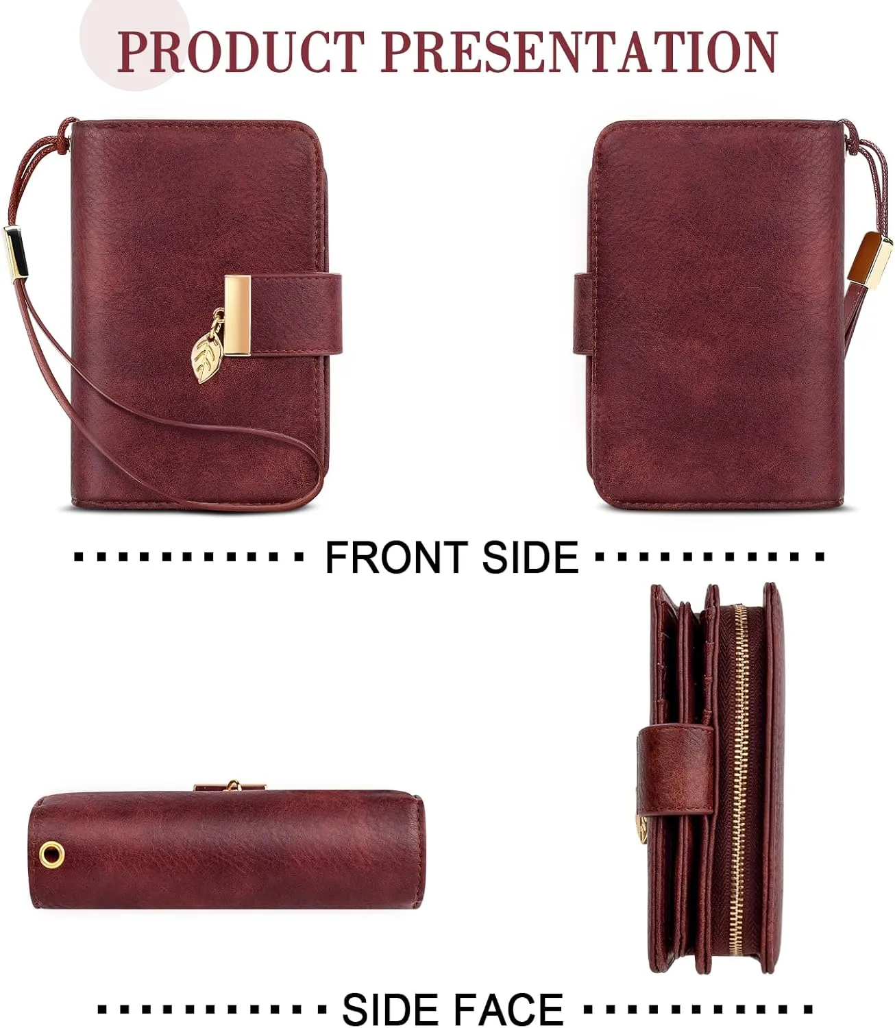 Small RFID Blocking Wallet for Women Leather Compact Bifold Wallet 18 Card Slots Ladies Wallets with Coin Pocket