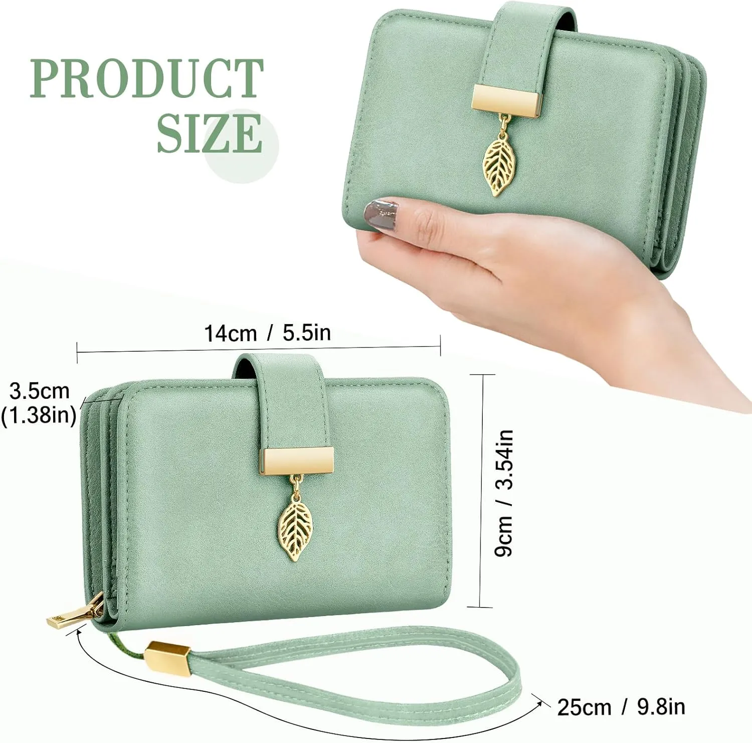 Small RFID Blocking Wallet for Women Leather Compact Bifold Wallet 18 Card Slots Ladies Wallets with Coin Pocket
