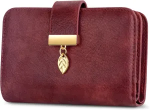 Small RFID Blocking Wallet for Women Leather Compact Bifold Wallet 18 Card Slots Ladies Wallets with Coin Pocket