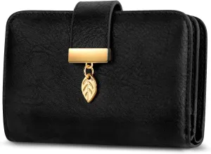 Small RFID Blocking Wallet for Women Leather Compact Bifold Wallet 18 Card Slots Ladies Wallets with Coin Pocket