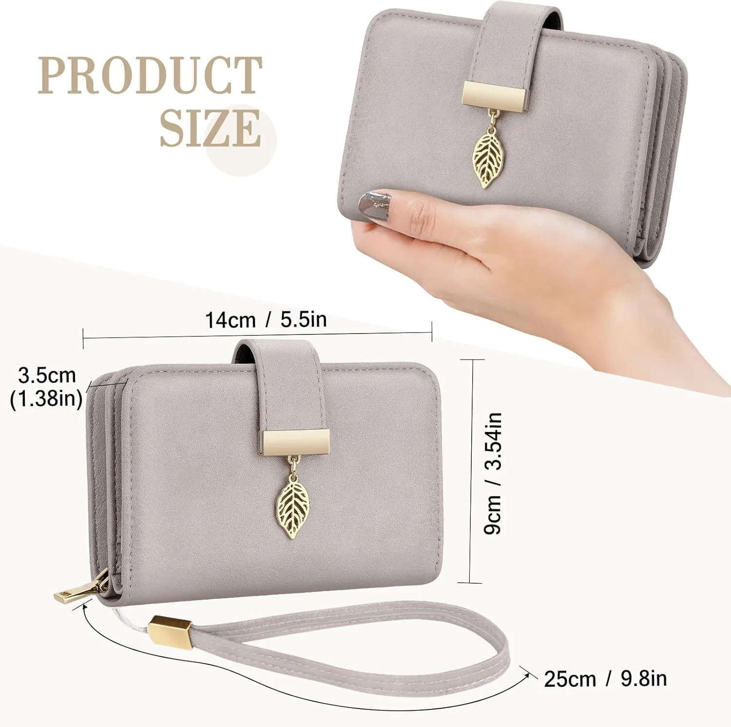 Small RFID Blocking Wallet for Women Leather Compact Bifold Wallet 18 Card Slots Ladies Wallets with Coin Pocket