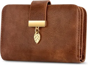 Small RFID Blocking Wallet for Women Leather Compact Bifold Wallet 18 Card Slots Ladies Wallets with Coin Pocket