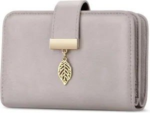 Small RFID Blocking Wallet for Women Leather Compact Bifold Wallet 18 Card Slots Ladies Wallets with Coin Pocket